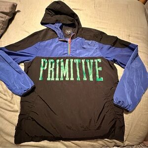 90s‎ Primitive Skateboarding 1/4 Zip Hooded Windbreaker Pullover Packable Small